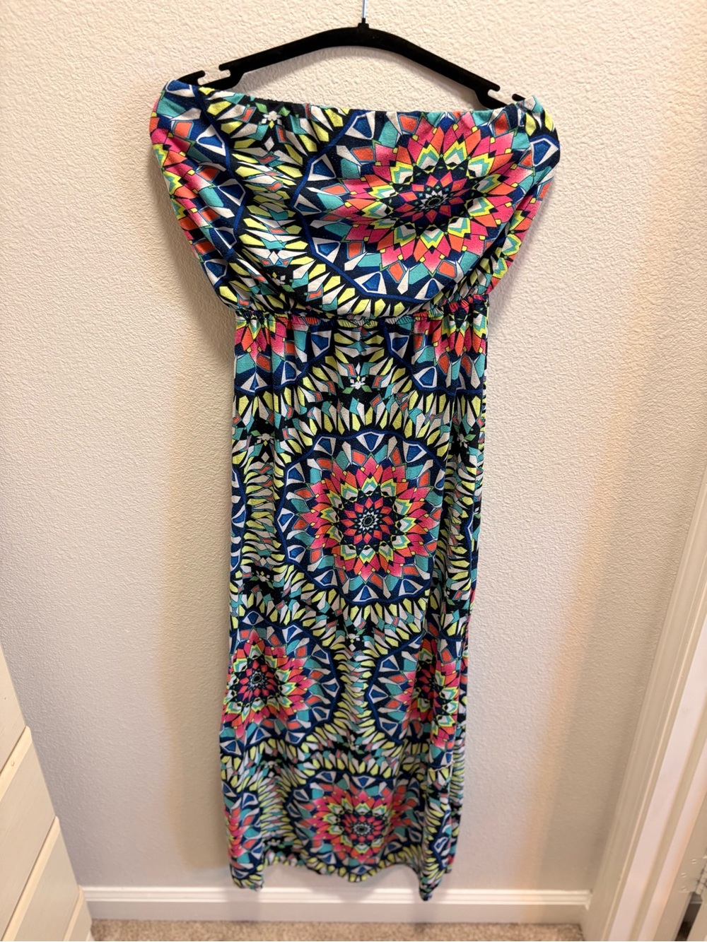 Multicolor Strapless Floral Medallion Maxi Dress